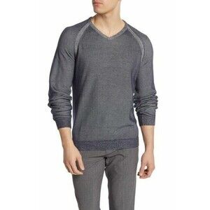 Tailor Vintage Men's Reversible V-Neck Sweater In Blue And Grey Size XL $159